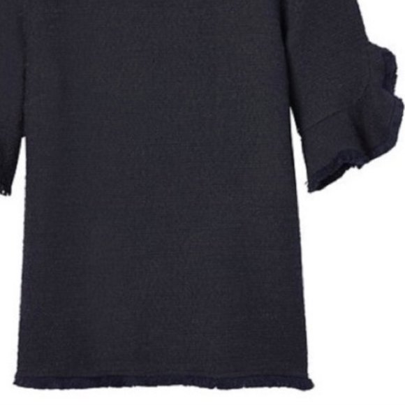 Banana Republic Navy Blue Knit Boucle Ruffle Sleeve Top S - Picture 4 of 14